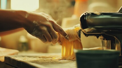 Fresh pasta being made