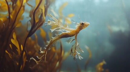 Sea Dragon amidst kelp forest