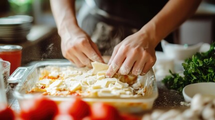 Preparing a cheesy pasta dish