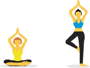 Editable high-res detailed yoga poses vector illustrations with transparent background