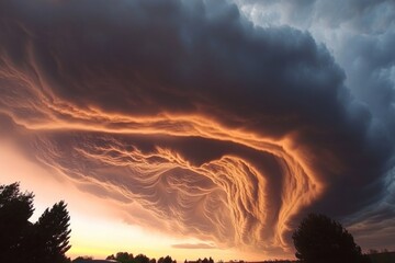 Dramatic sunset storm clouds