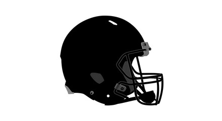 Black Football Helmet Isolated on White Background Side View