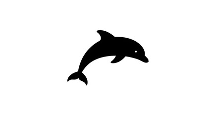 Dolphin Leaping Silhouette Illustration Against White Background