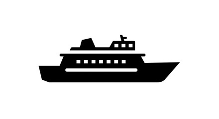 Obraz premium Ferry Boat Silhouette on White Background Transportation