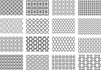 Seamless mosaic pattern background set of repeatable ethnic ornaments in geometric vector style