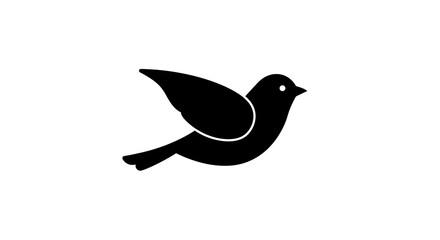 Flying Bird Silhouette Illustration on White Background