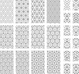 Hexagonal seamless geometric patterns and background collection.