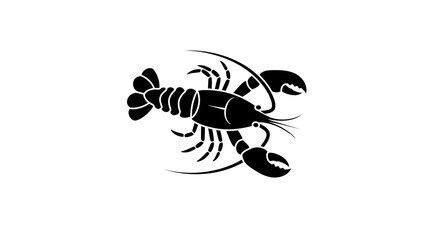 Lobster Illustration, Silhouette Style Crustacean Animal