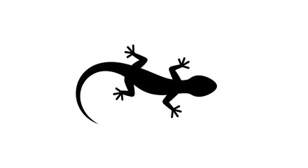 Lizard Silhouette Crawling Isolated on White