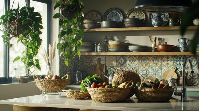 Bohemian Kitchen Design Displaying Abundance and Cozy Atmosphere