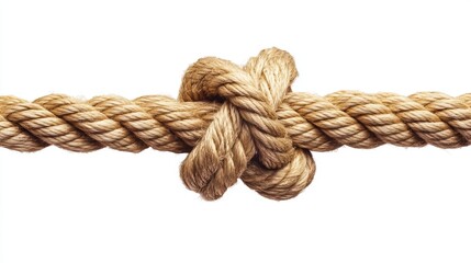 Detailed view of a tightly tied natural fiber knot showcasing intricate twists and textures during daytime