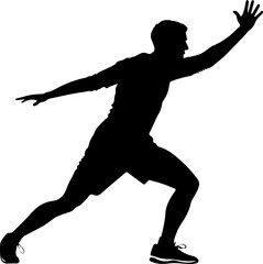 Silhouette of Male Athlete in Dynamic Running Pose, Fitness and Sports Concept