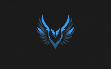 Blue Winged Bird Logo with Abstract, and Dark Background.