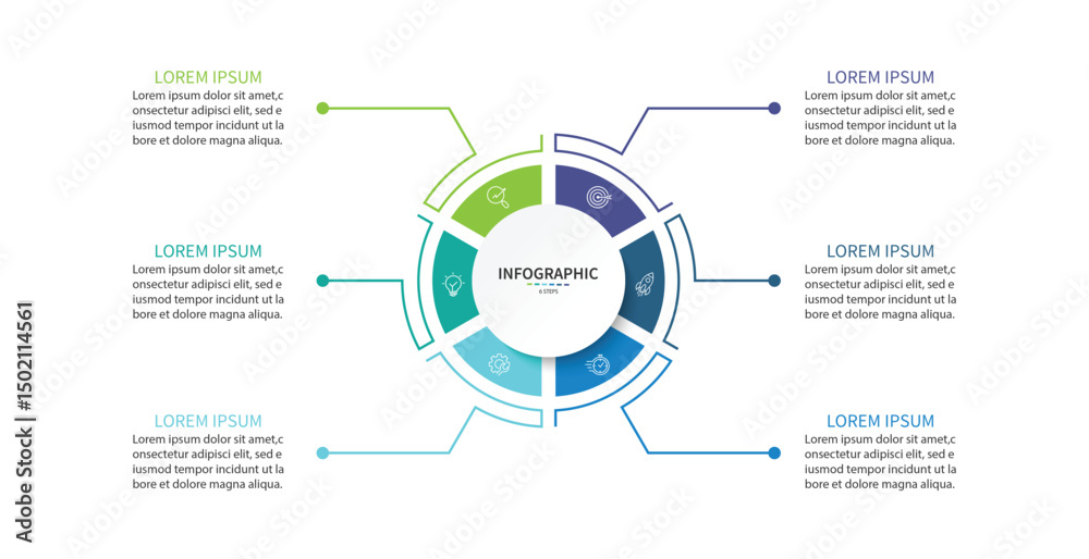 Poster Vector infographic label design with circle infographic template design and 6 options or steps.