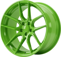 Obraz premium Lime Green Multi Spoke Alloy Wheel Rim Sporty Car Accessory Automotive Part