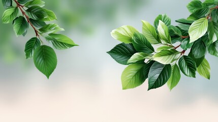 Fresh Green Leaves on Branch