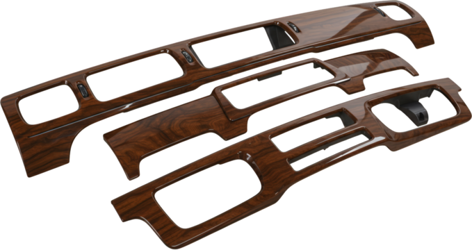 High Gloss Dark Wood Grain Car Interior Trim Kit Dash Panel Accents