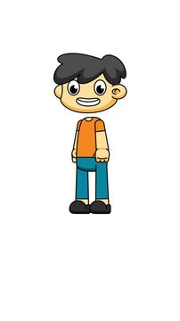 Welcoming Cartoon Boy. Friendly Hand Gesture in 4K. Greenscreen Animation Clip 