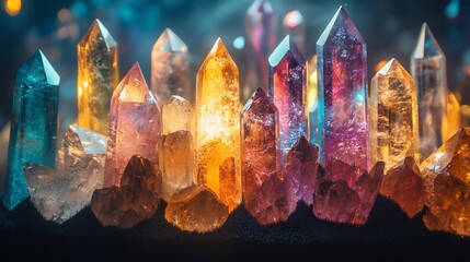 A dazzling array of colorful crystals creates a magical and enchanting display
