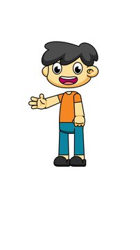 Cartoon Boy Talking with Hand Motion. Expressive Speaking Loop in 4K. Greenscreen Character 