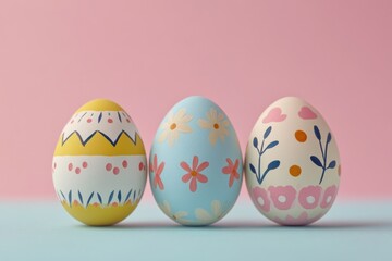 Fototapeta premium Three decorated Easter eggs