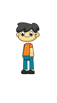 Surprised Cartoon Boy. Shocked Expression Animation in 4K. Greenscreen Character Clip 