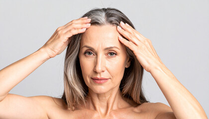 Fototapeta premium Embrace Your Natural Beauty A Woman's Journey with Gray Hair