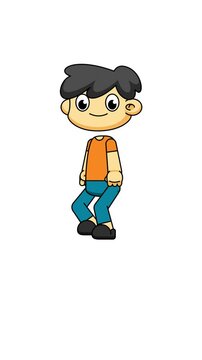 Cartoon Boy Walking. Side Step Loop in 4K. Greenscreen Character Animation