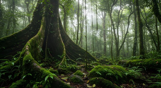 Leuser's Verdant Depths: Morning Mist in Aceh's Rainforest