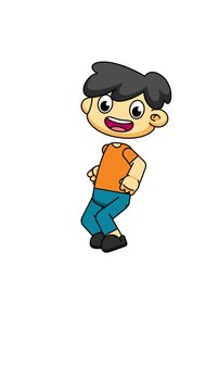 Cartoon Boy Running. Energetic Motion Loop in 4K. Greenscreen Animated Character 