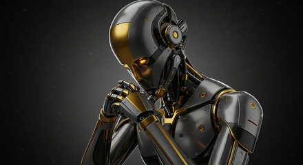 Thinking Robot Gray Gold Design