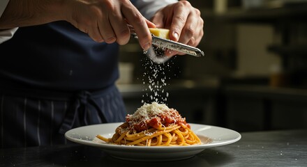 Pasta with Tomato Sauce and Grated Cheese