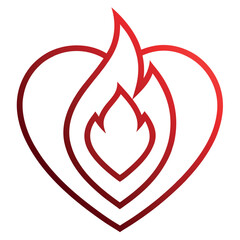 red heart with fire icon vector illustration on white background