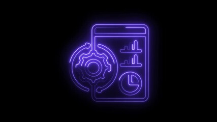 Neon style process automation management system performance metrics and business analytics on black - Powered by Adobe