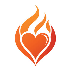 heart with fire silhouette icon on white background