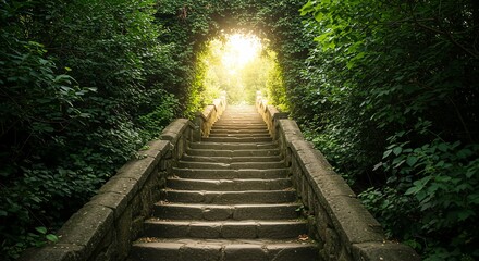 Stone Staircase with Forest Entrance