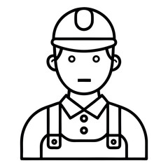 vector illustration of a construction worker silhouette icon on white background