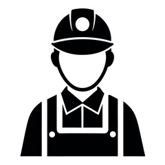 construction worker vector illustration silhouette icon on white background
