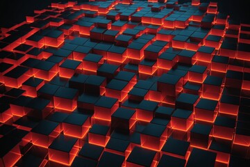 Obraz premium 3D neon cube pattern