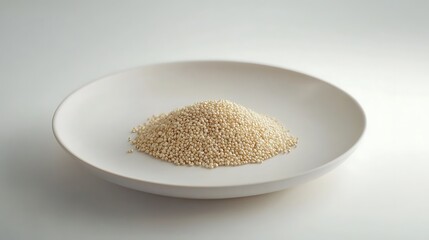 Heap of Quinoa Seeds on a White Plate