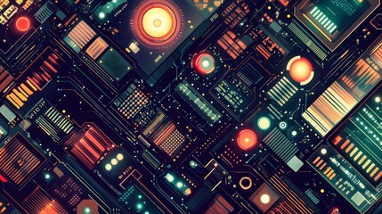 Abstract technological circuit board design.