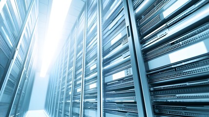 Server racks fill a data center hallway.