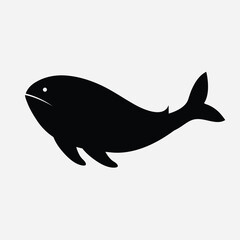Minimalist Black Whale Silhouette Icon