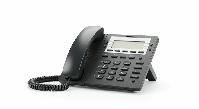 Elegant gray office telephone on display
