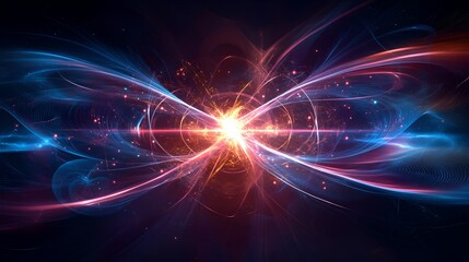 an intriguing visual narrative of two distinct scenes: a close up view of a vibrant nebula and a detailed depiction of its corresponding atomic model