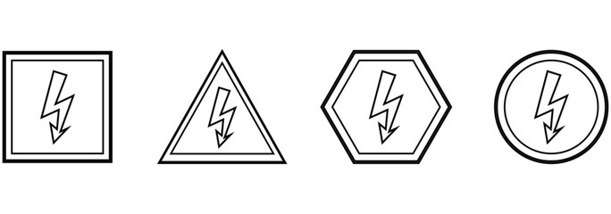 High voltage sign. High Voltage Warning Signs. Dangerous electrical voltage icon set.