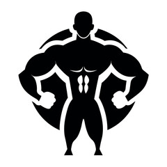 body builder icon isolated silhouette icon on white background 