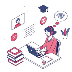 Online Learning Vector Illustration