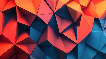 Obraz premium a vibrant, abstract digital art piece with geometric shapes in reds and blues creating a dynamic background