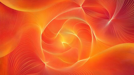 an abstract digital art piece featuring vibrant orange and red hues with patterns that evoke a sense of movement and dynamism